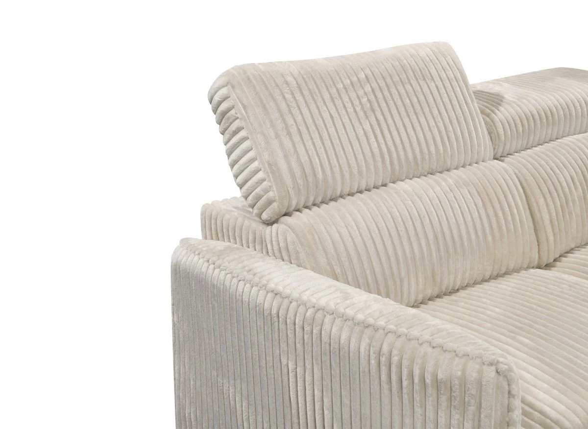 Canapé d'angle convertible en velours côtelé épais beige NAIROBI - Angle droit - Image 10