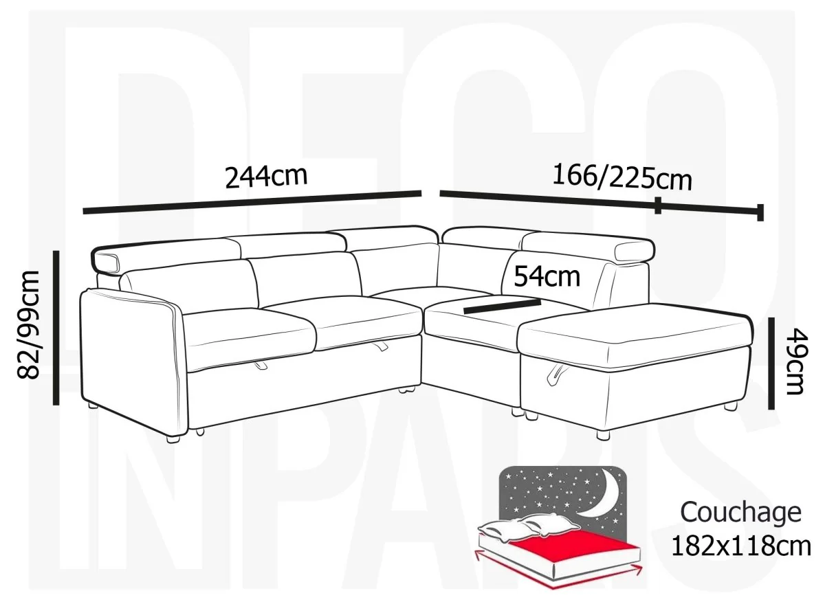 Canapé d'angle convertible en velours côtelé épais beige NAIROBI - Angle droit - Image 11