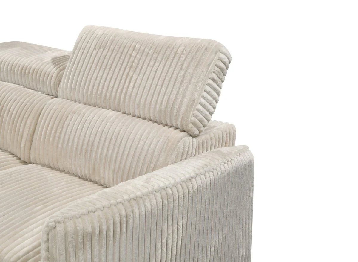 Canapé d'angle convertible en velours côtelé épais beige NAIROBI - Angle gauche - Image 10