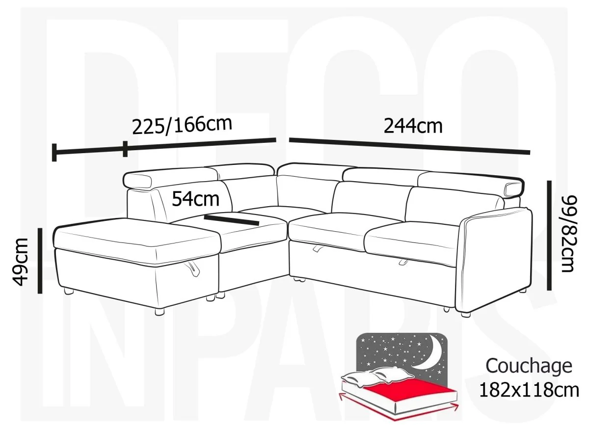 Canapé d'angle convertible en velours côtelé épais beige NAIROBI - Angle gauche - Image 11