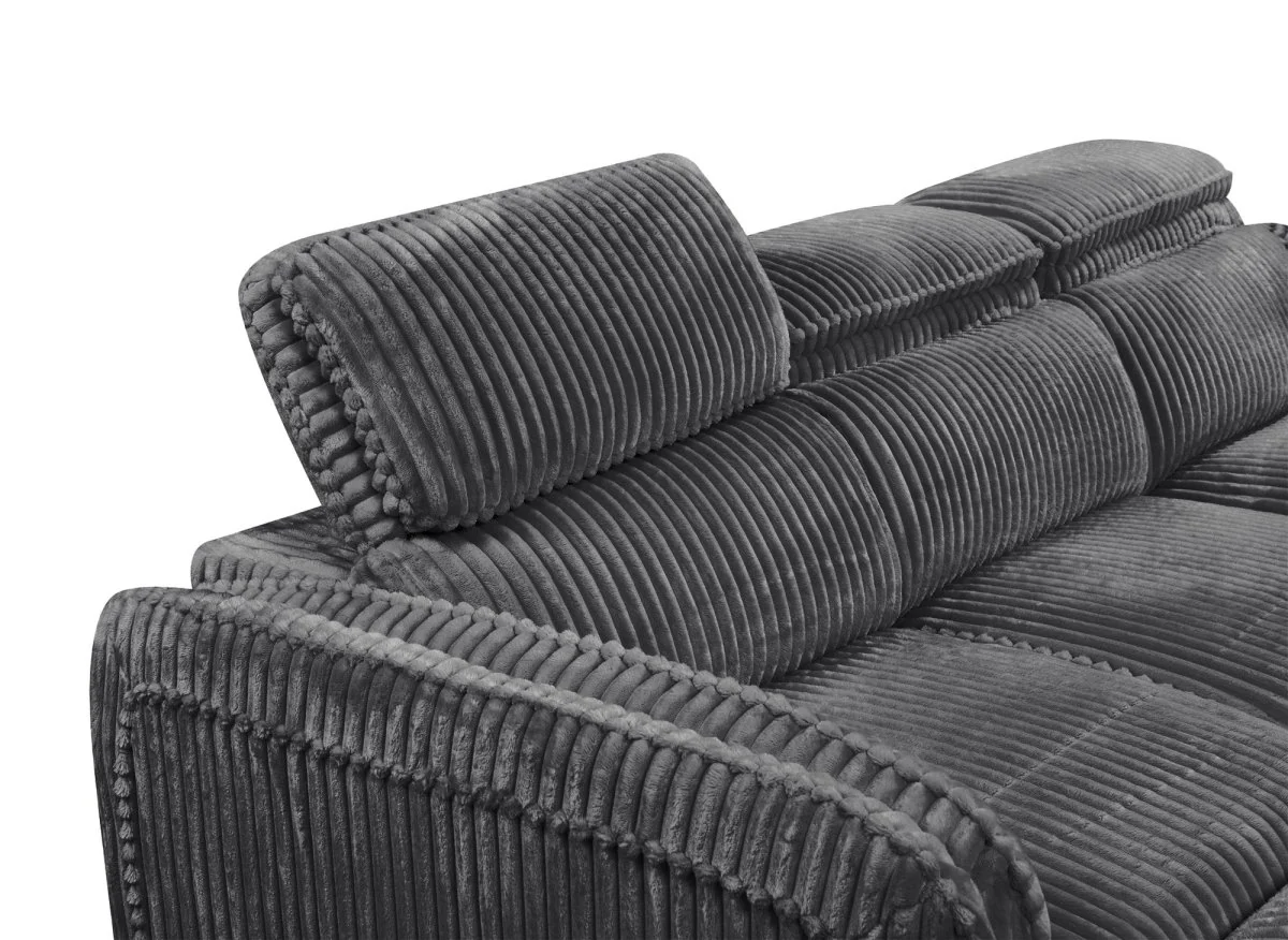 Canapé d'angle convertible en velours côtelé épais gris ISABELLA - Angle droit - Image 10