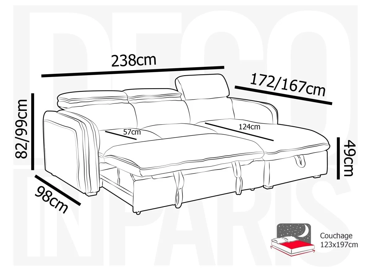 Canapé d'angle convertible en velours côtelé épais gris ISABELLA - Angle droit - Image 11