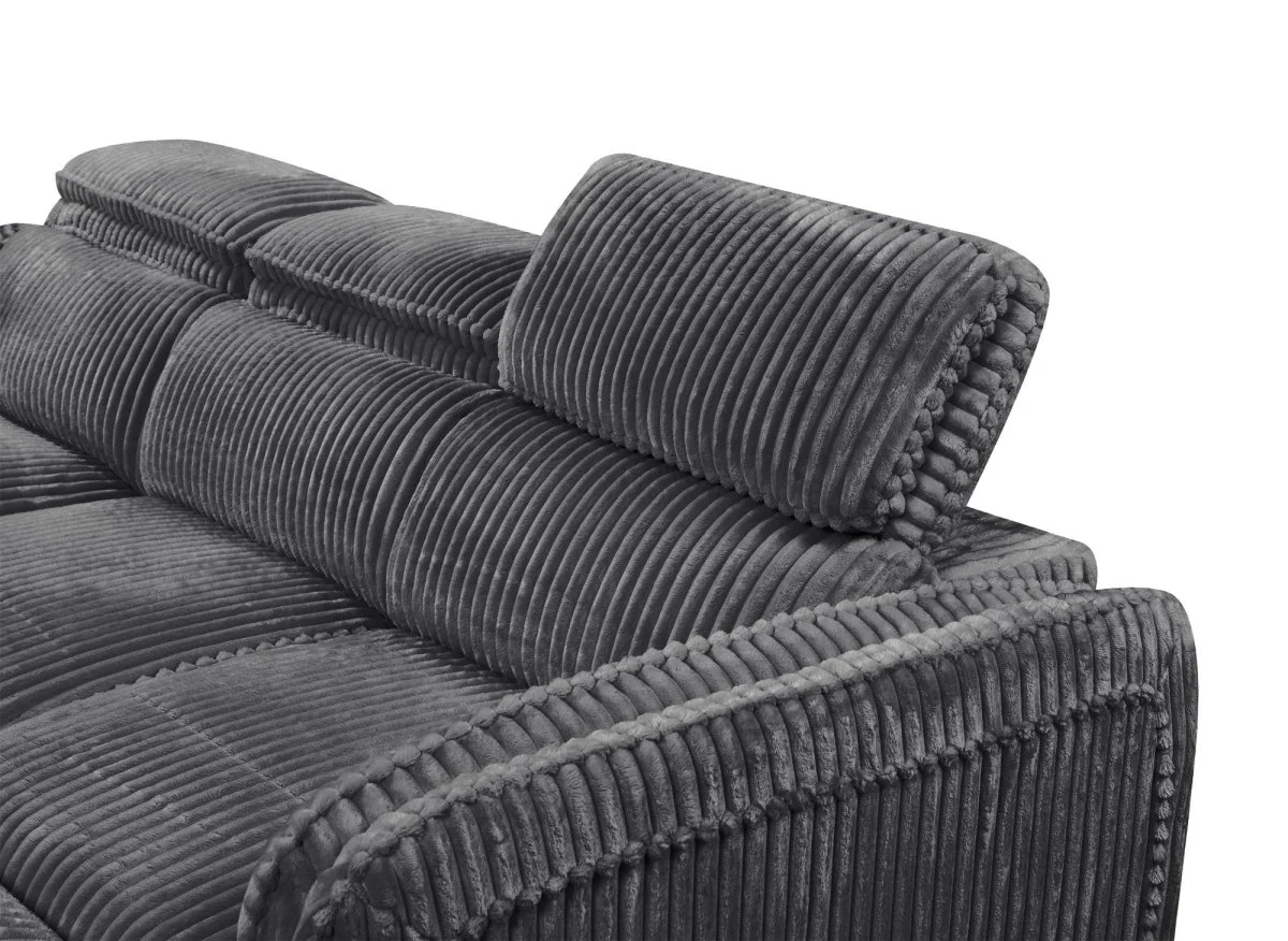 Canapé d'angle convertible en velours côtelé épais gris ISABELLA - Angle gauche - Image 10