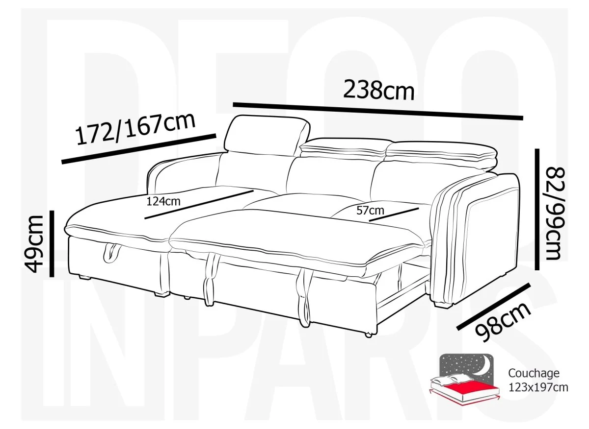 Canapé d'angle convertible en velours côtelé épais gris ISABELLA - Angle gauche - Image 11