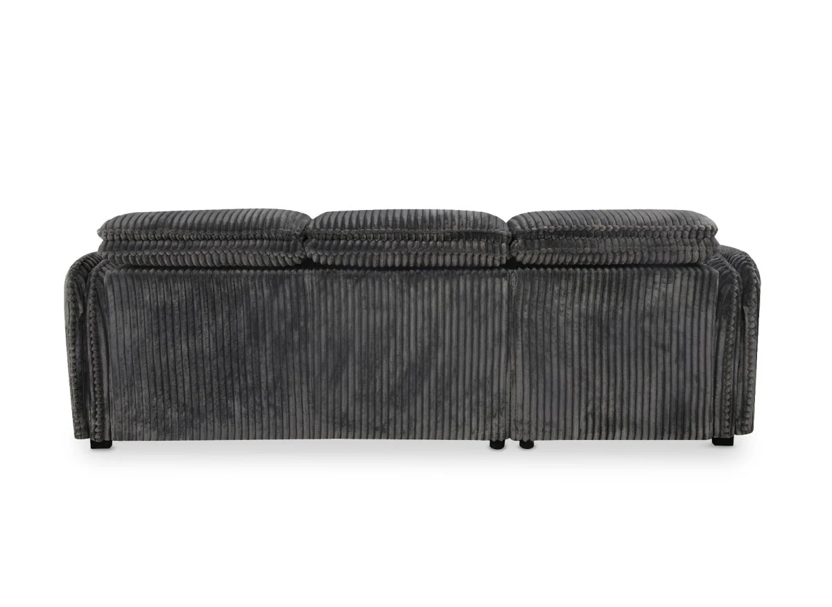 Canapé d'angle convertible en velours côtelé épais gris ISABELLA - Angle gauche - Image 9