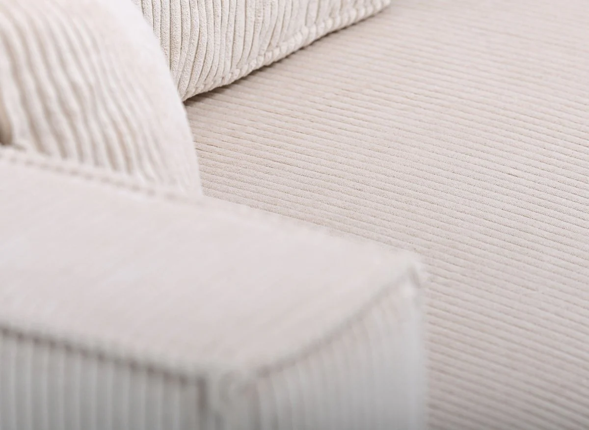 Canapé d'angle convertible réversible avec coffre en velours côtelé beige SYNA - Image 9