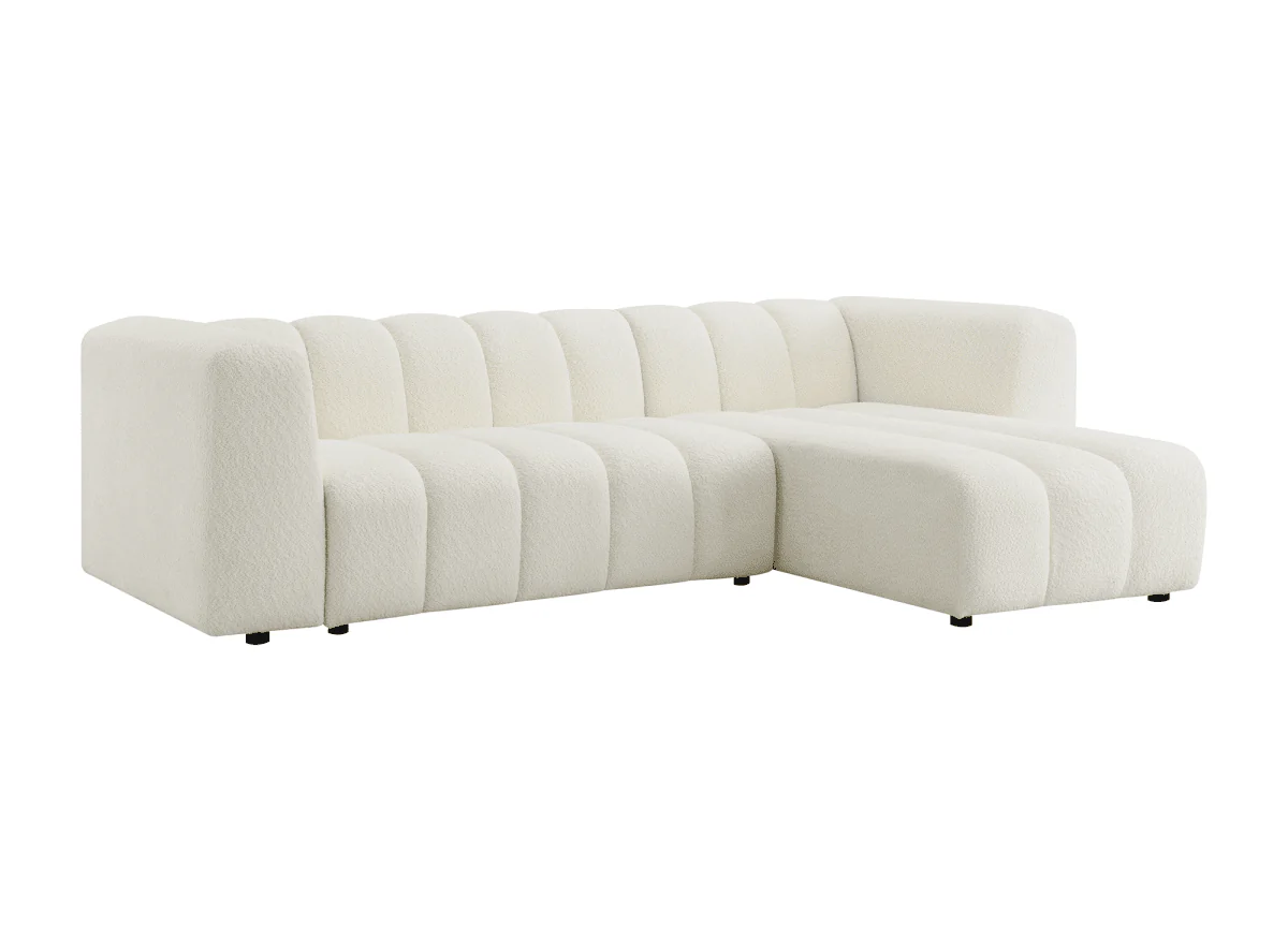 Canapé d'angle réversible en tissu bouclette écru AELIS - Image 4