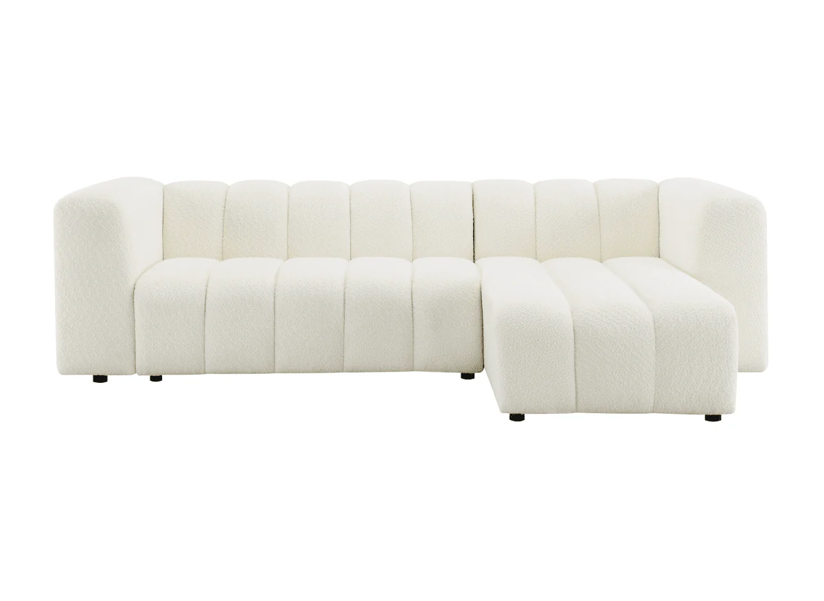 Canapé d'angle réversible en tissu bouclette écru AELIS - Image 5
