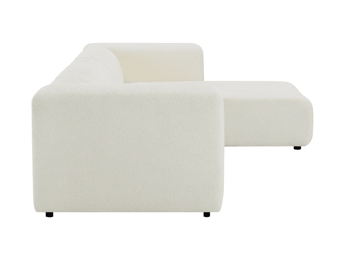 Canapé d'angle réversible en tissu bouclette écru AELIS - Image 6