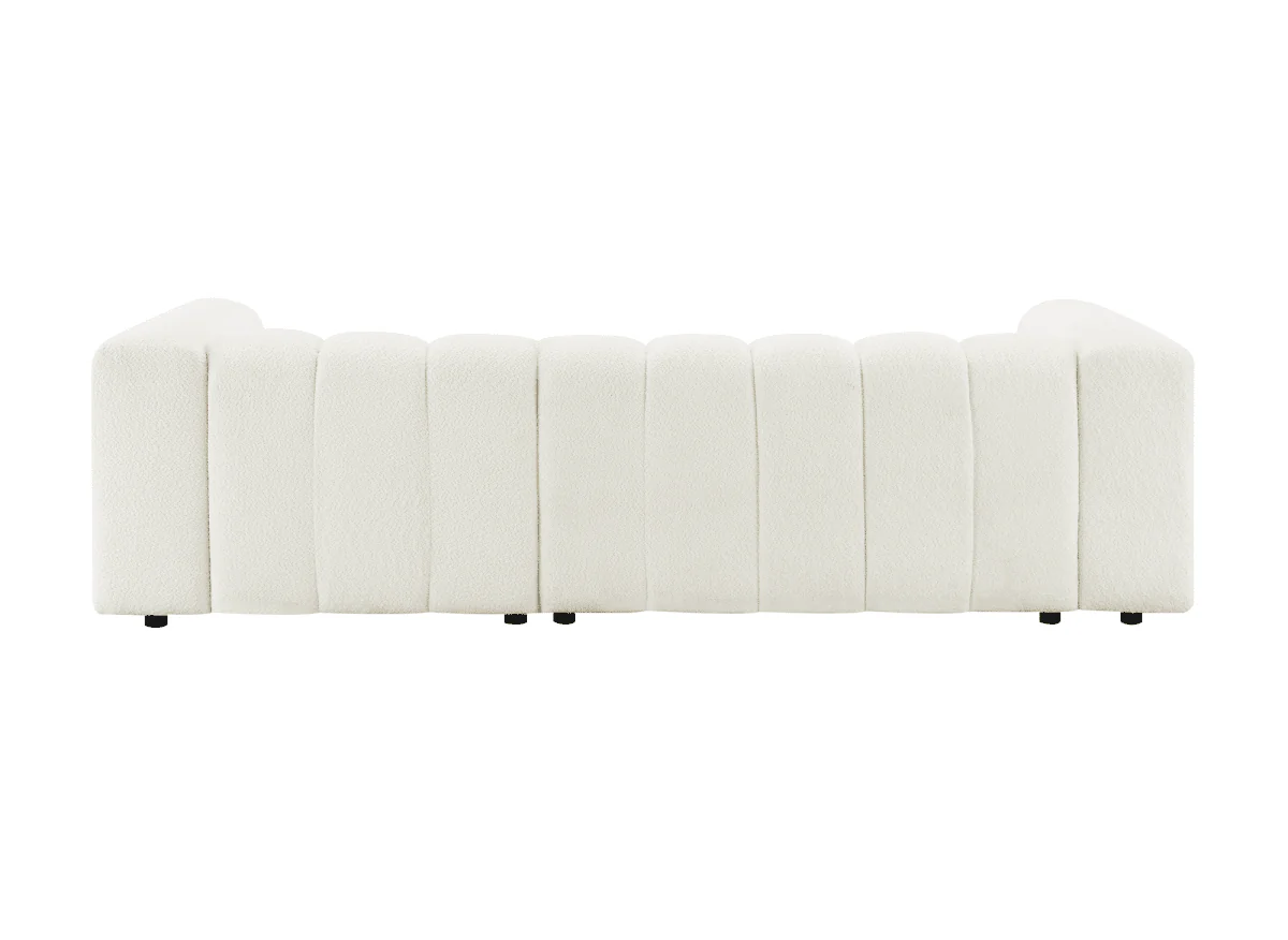 Canapé d'angle réversible en tissu bouclette écru AELIS - Image 7