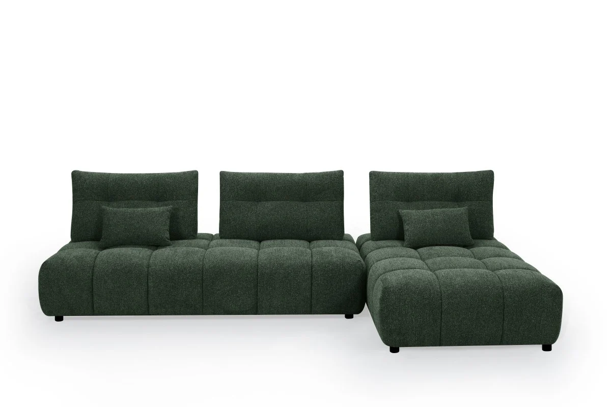 Canapé d'angle réversible en velours texturé vert kaki ALANA - Image 5