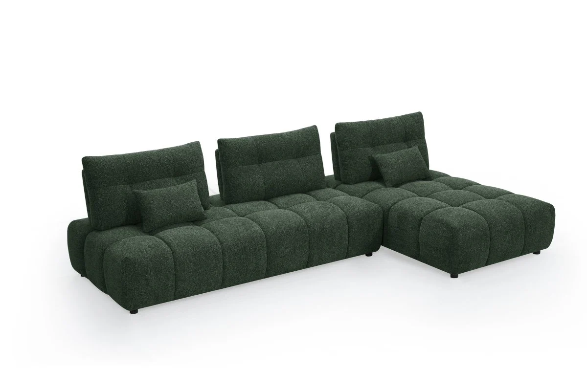 Canapé d'angle réversible en velours texturé vert kaki ALANA - Image 6