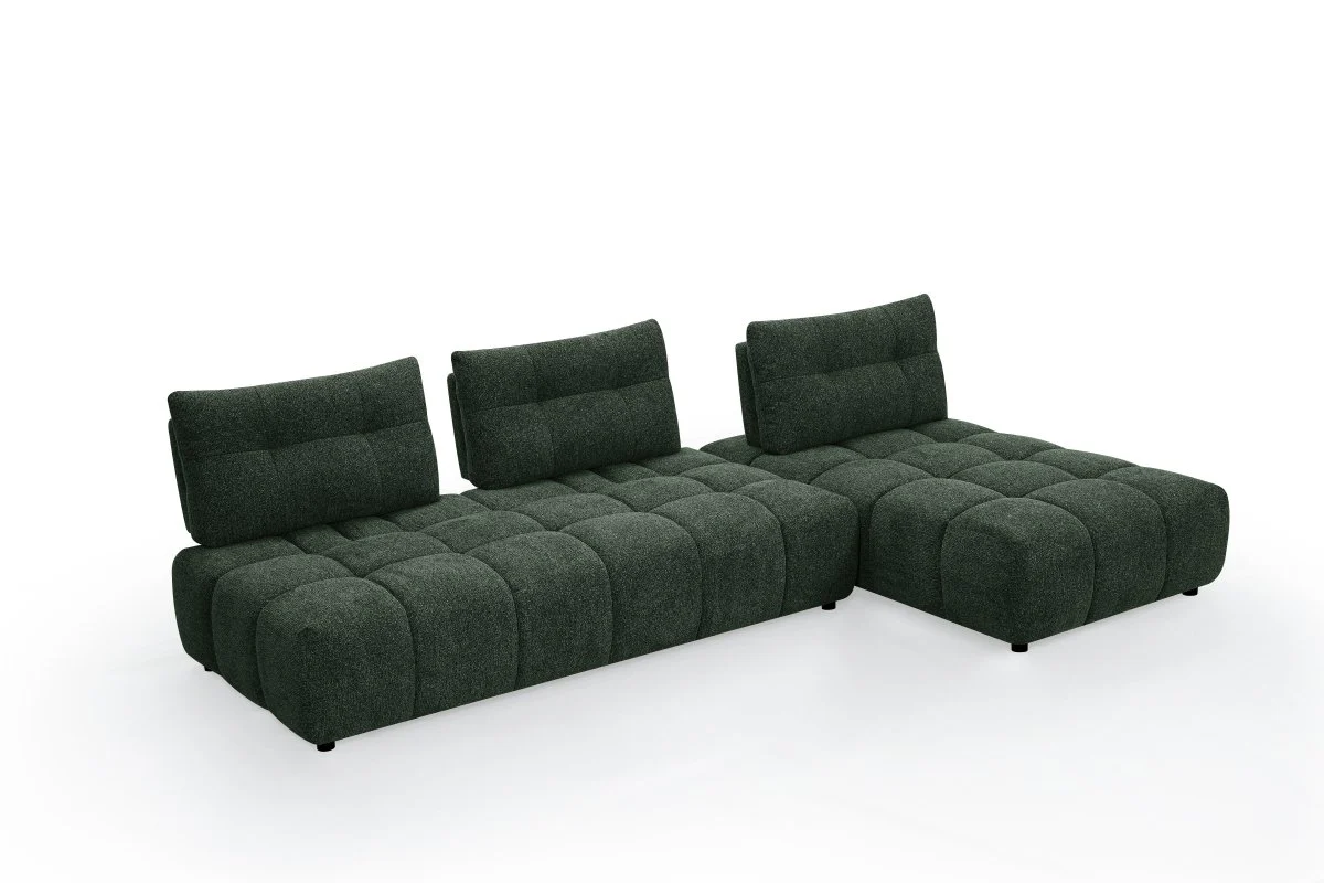Canapé d'angle réversible en velours texturé vert kaki ALANA - Image 7