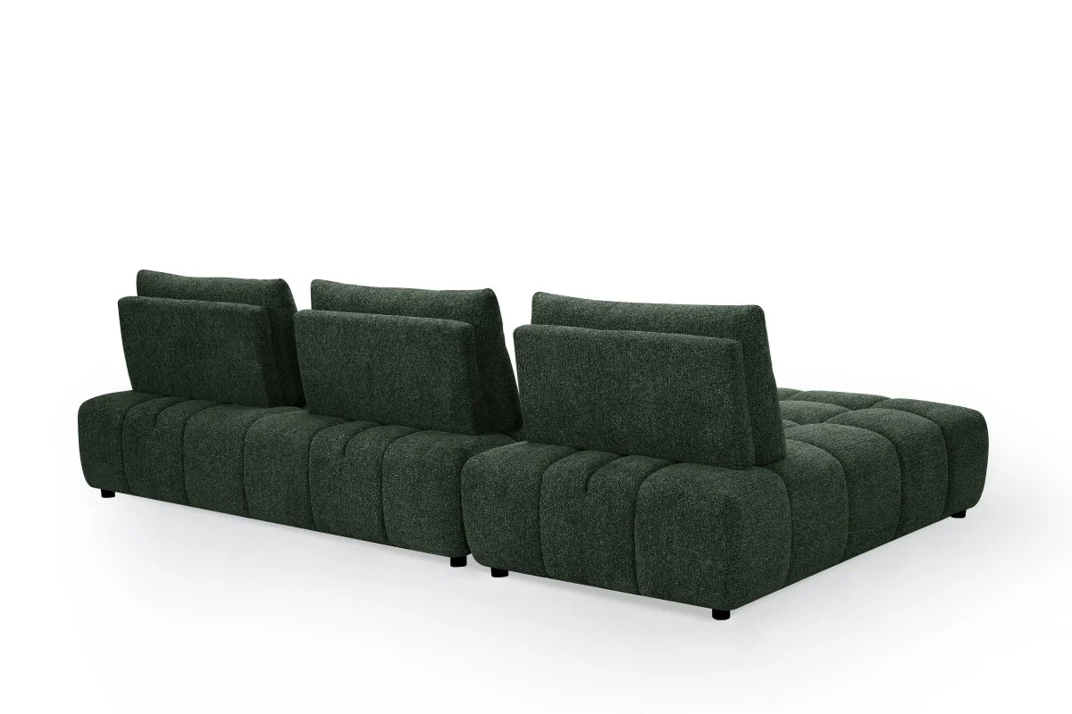 Canapé d'angle réversible en velours texturé vert kaki ALANA - Image 8