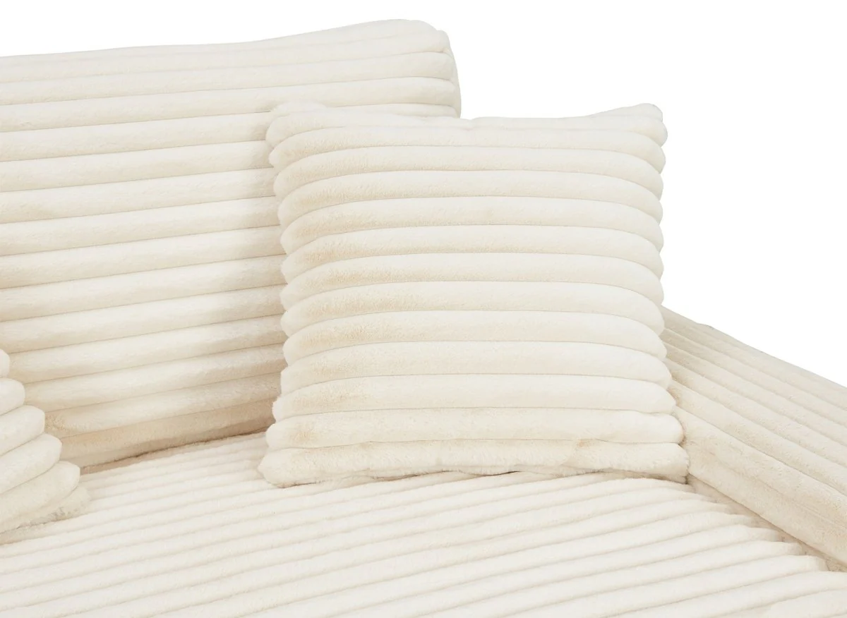 Canapé droit méridienne 2 places en gros côtelé doux beige DAHO - Image 11