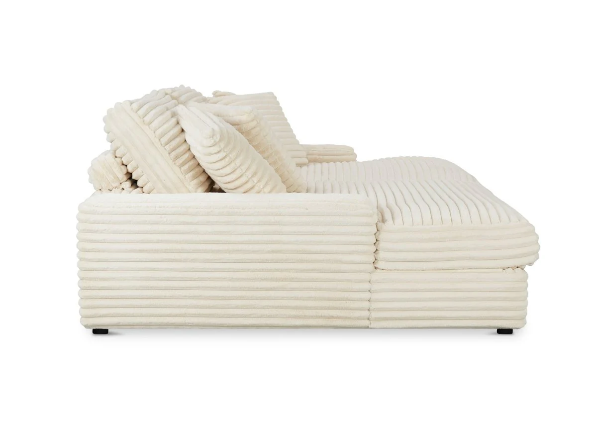 Canapé droit méridienne 2 places en gros côtelé doux beige DAHO - Image 6