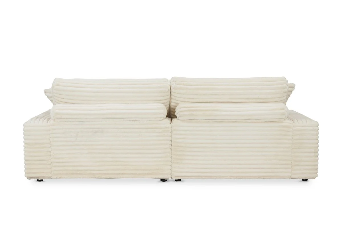 Canapé droit méridienne 2 places en gros côtelé doux beige DAHO - Image 7