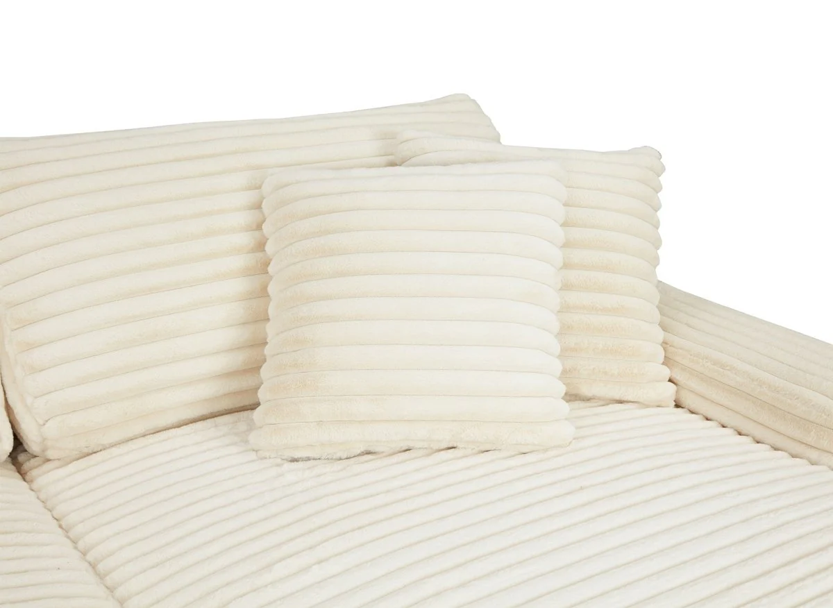 Canapé droit méridienne 2 places en gros côtelé doux beige DAHO - Image 8