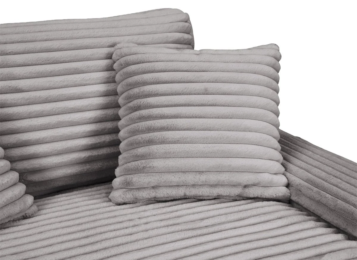 Canapé droit méridienne 2 places en gros côtelé doux gris DAHO - Image 11