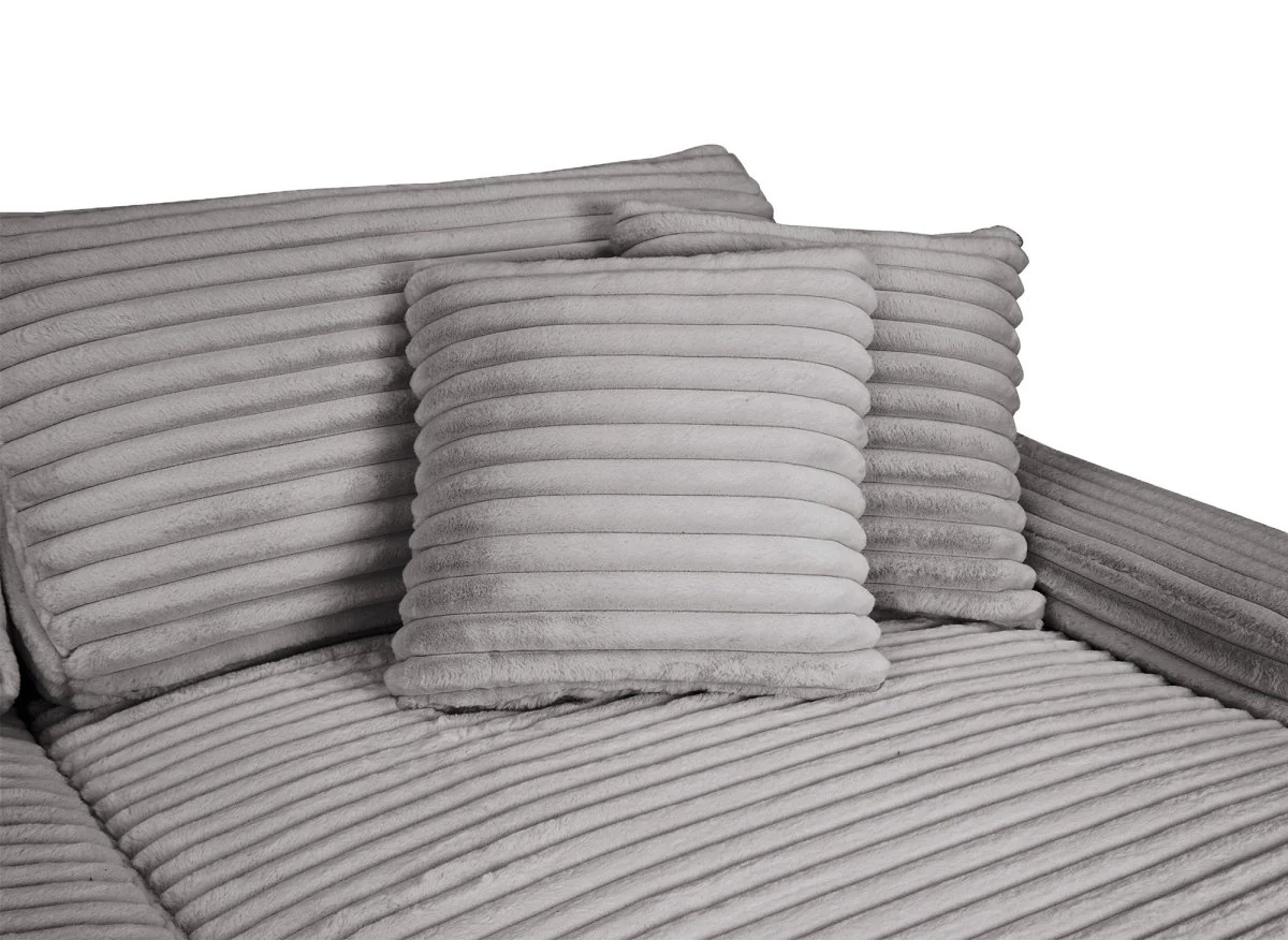 Canapé droit méridienne 2 places en gros côtelé doux gris DAHO - Image 8