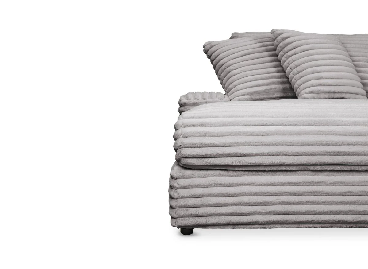 Canapé droit méridienne 2 places en gros côtelé doux gris DAHO - Image 9