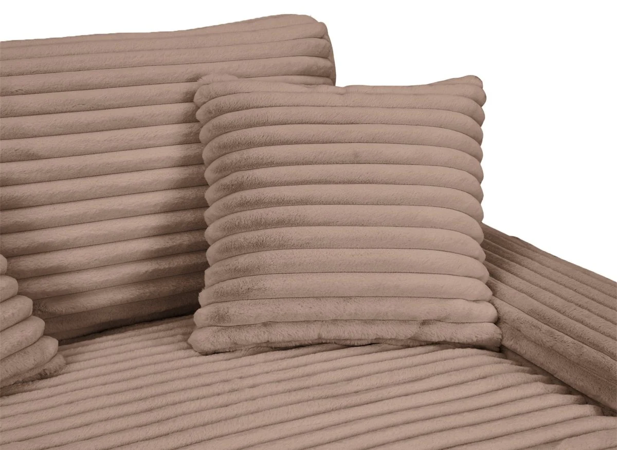 Canapé droit méridienne 2 places en gros côtelé doux taupe DAHO - Image 11