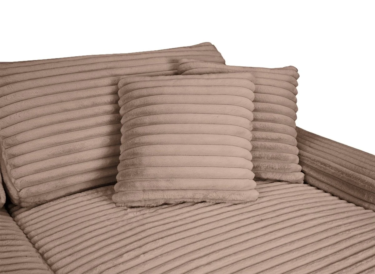 Canapé droit méridienne 2 places en gros côtelé doux taupe DAHO - Image 8