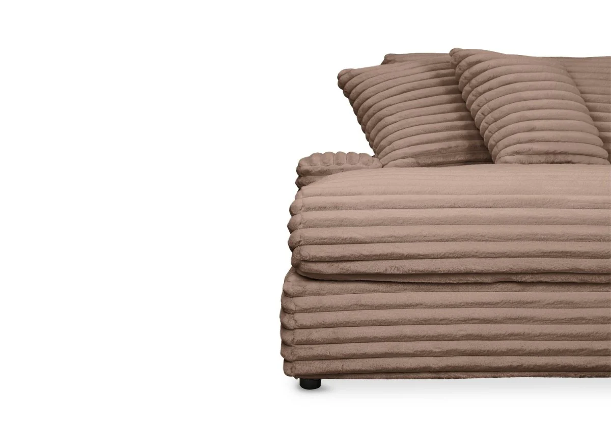 Canapé droit méridienne 2 places en gros côtelé doux taupe DAHO - Image 9