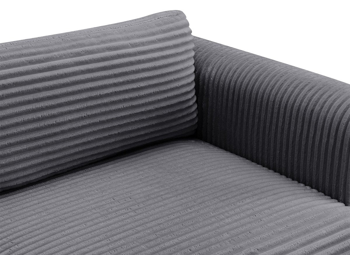 Canapé convertible 3 places avec coffre en gros côtelé doux gris TILDA. - Image 10