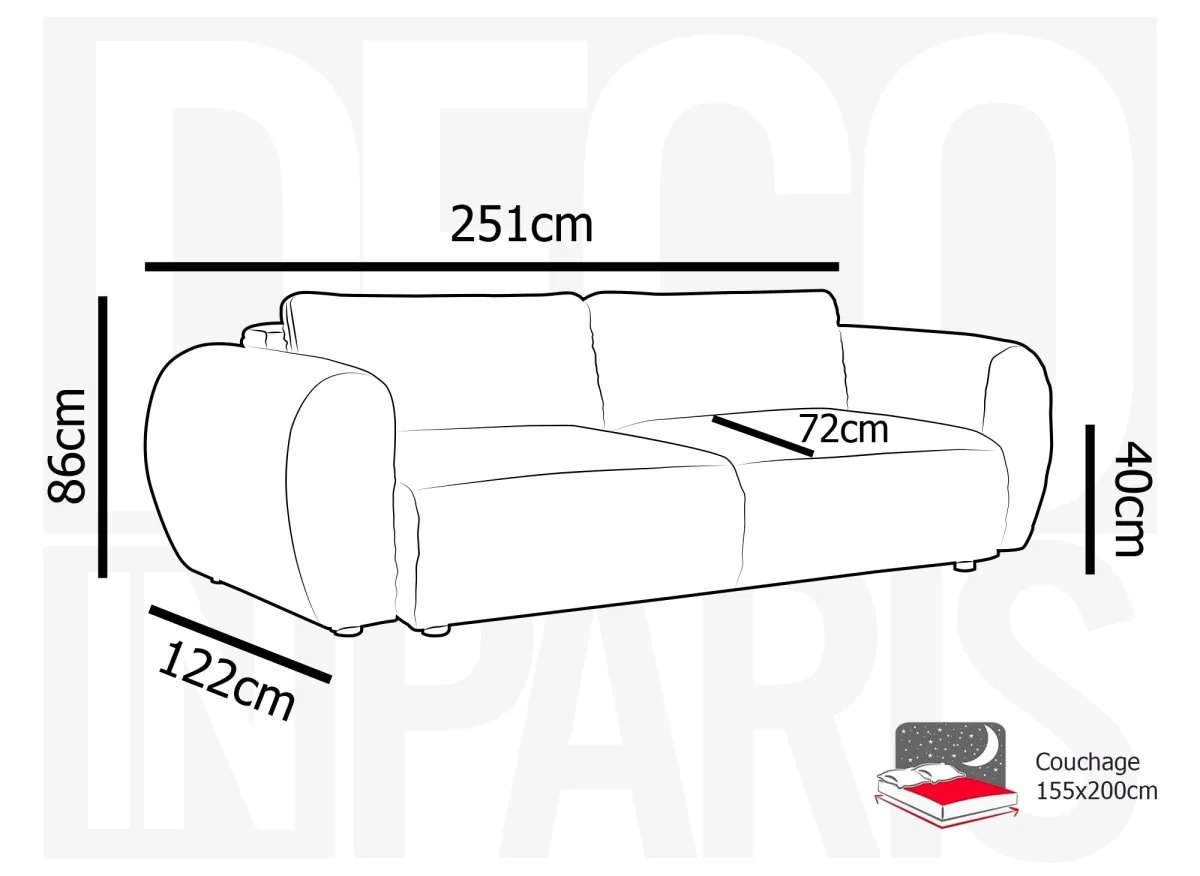 Canapé convertible 3 places avec coffre en gros côtelé doux gris TILDA. - Image 11