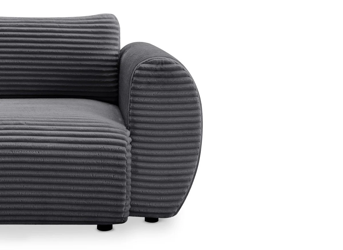 Canapé convertible 3 places avec coffre en gros côtelé doux gris TILDA. - Image 8