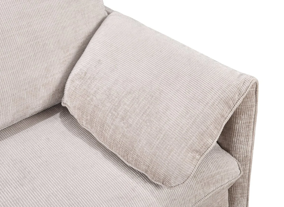 Canapé droit convertible 3 places en velours chiné beige LAMAR - Image 10