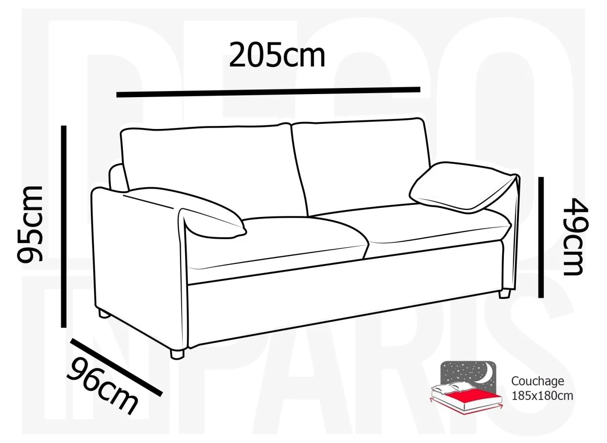 Canapé droit convertible 3 places en velours chiné beige LAMAR - Image 11