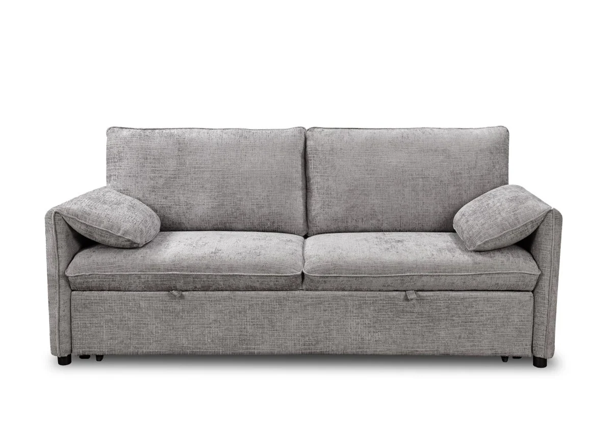 Canapé droit convertible 3 places en velours chiné gris LAMAR - Image 7