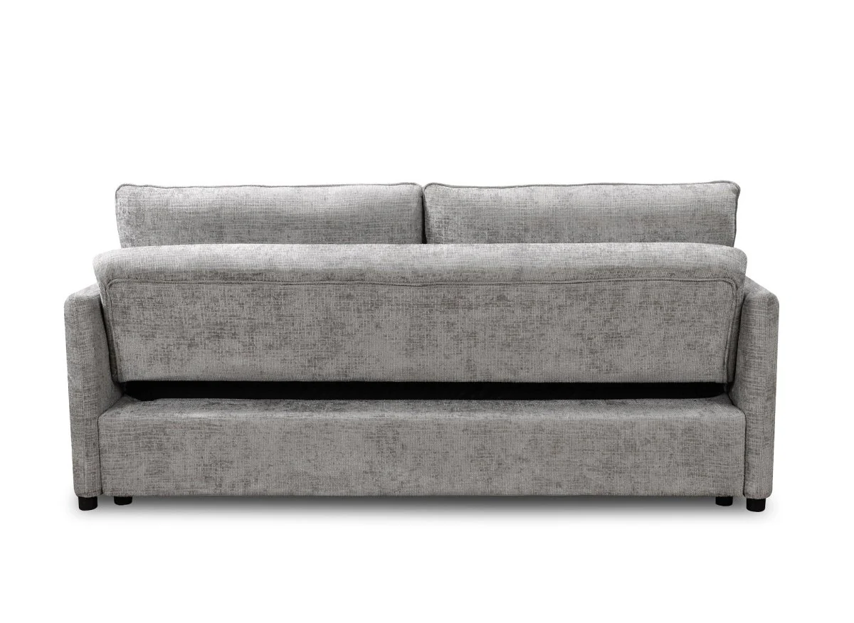 Canapé droit convertible 3 places en velours chiné gris LAMAR - Image 8