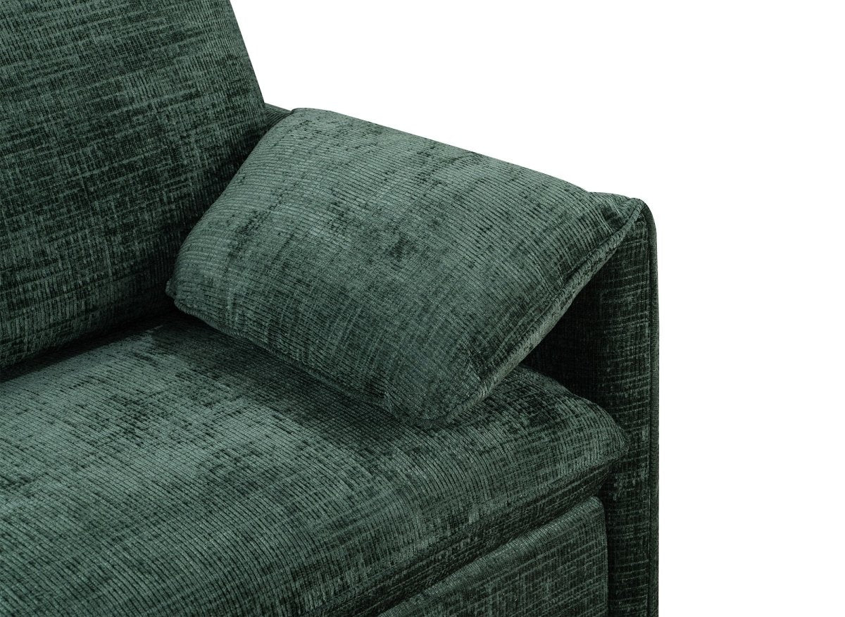 Canapé droit convertible 3 places en velours chiné vert LAMAR - Image 10