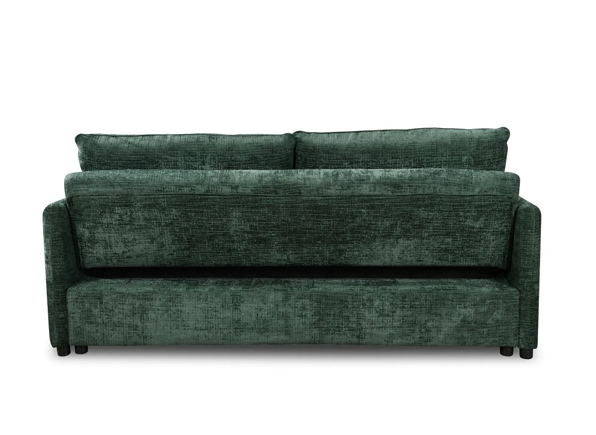 Canapé droit convertible 3 places en velours chiné vert LAMAR - Image 9