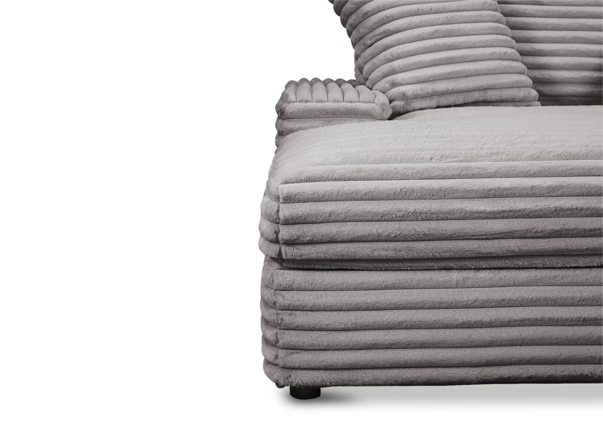 Canapé droit méridienne 1 place en velours gros côtelé gris DAHO - Image 6