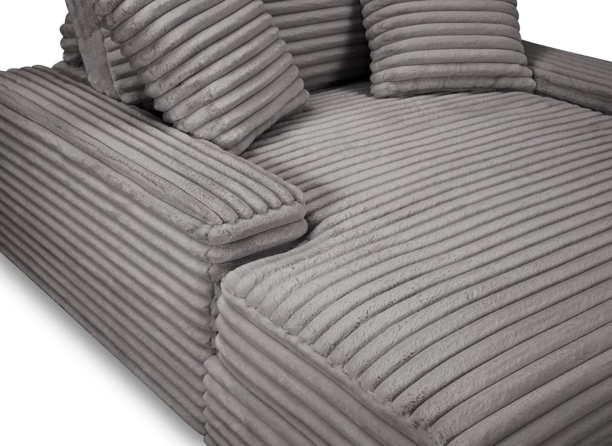 Canapé droit méridienne 1 place en velours gros côtelé gris DAHO - Image 7