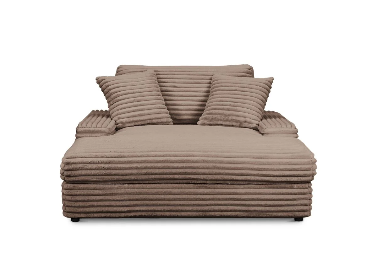 Canapé droit méridienne 1 place en gros côtelé doux taupe DAHO - Image 5