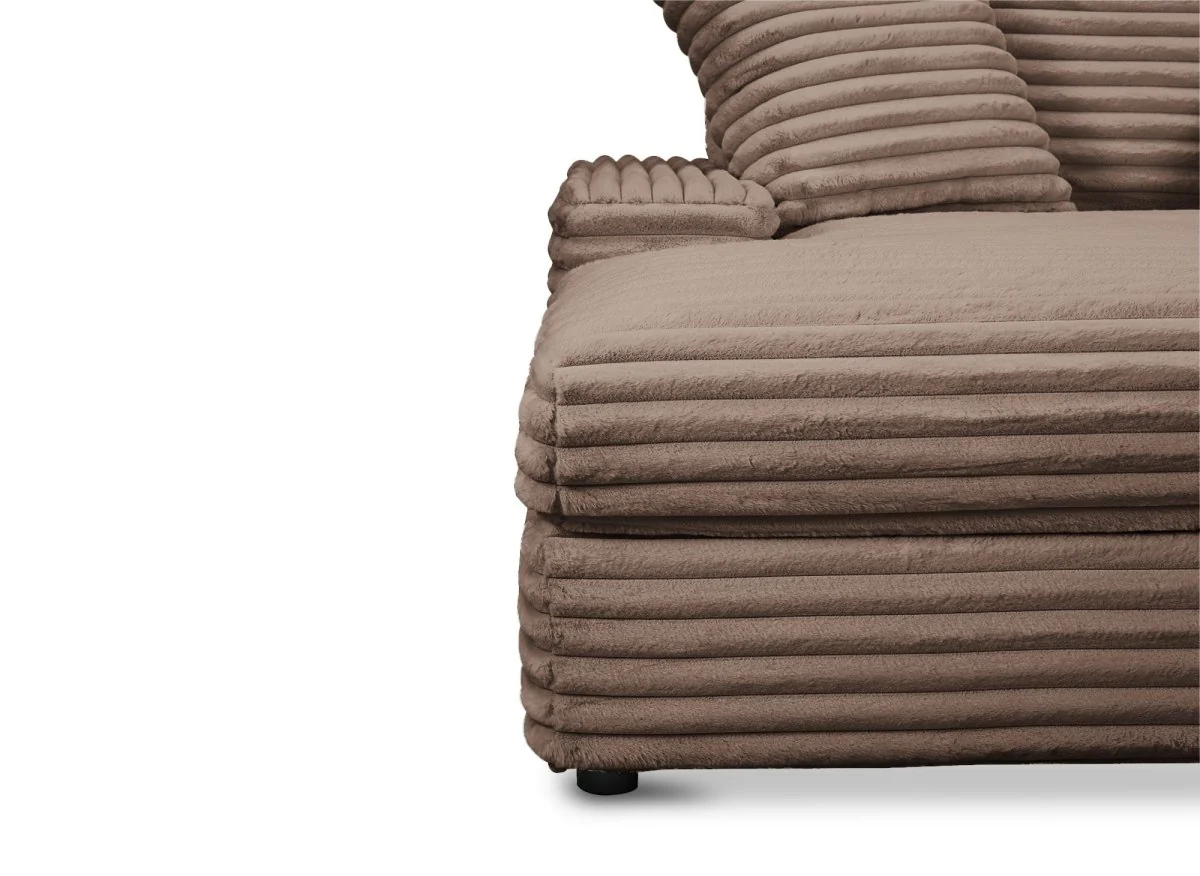 Canapé droit méridienne 1 place en gros côtelé doux taupe DAHO - Image 8