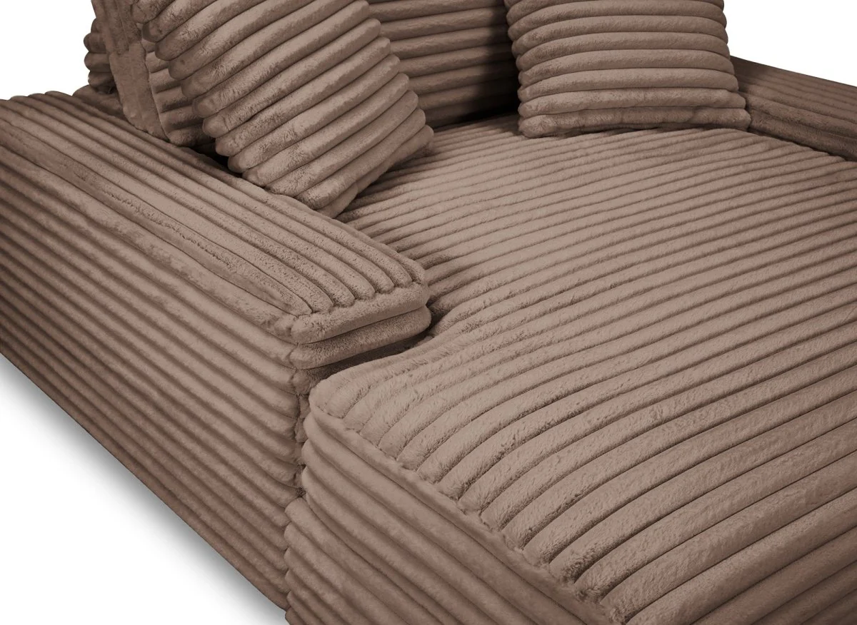 Canapé droit méridienne 1 place en gros côtelé doux taupe DAHO - Image 9