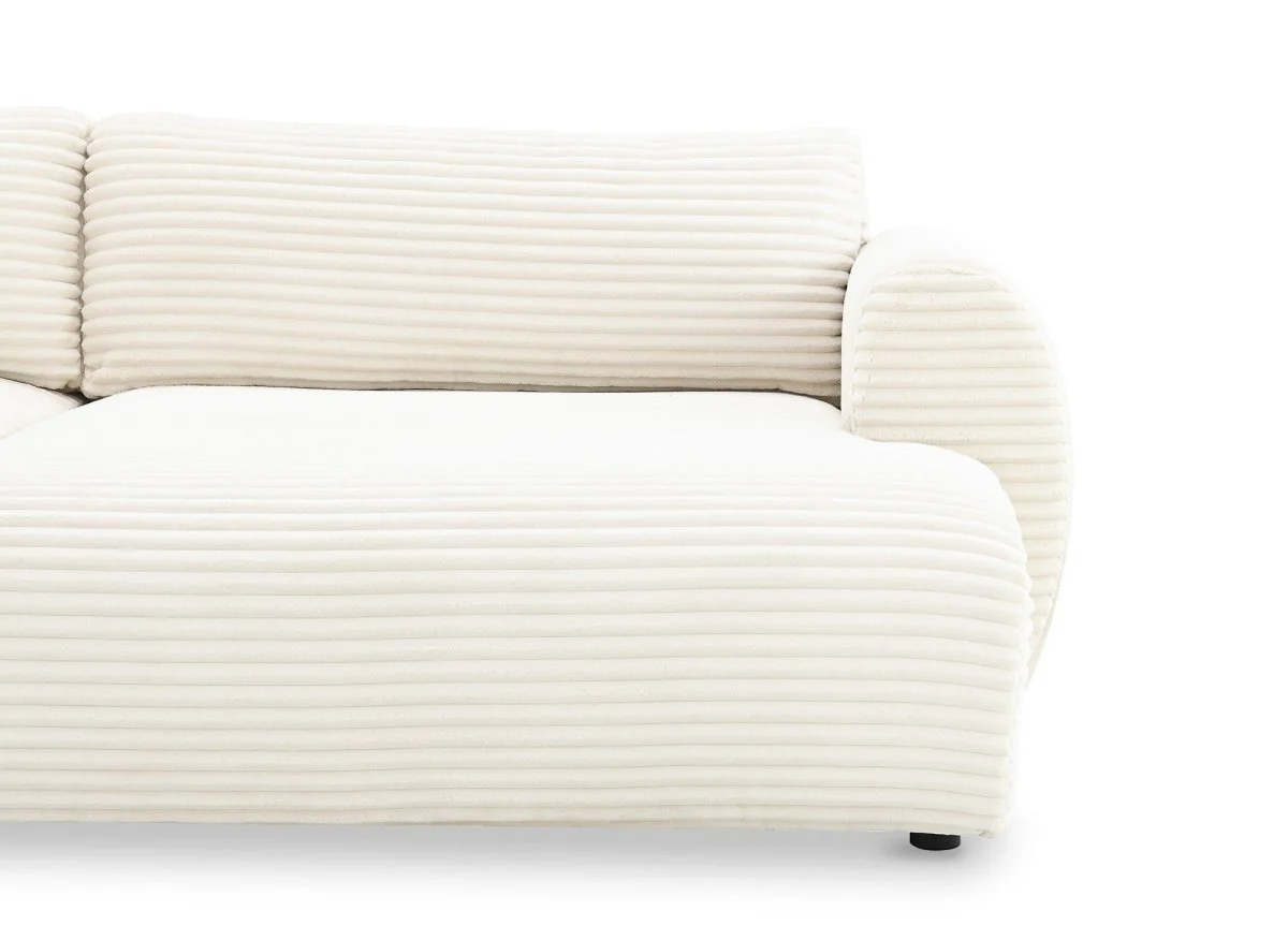 Canapé panoramique convertible avec coffre en velours gros côtelé beige TILDA - Angle gauche - Image 10