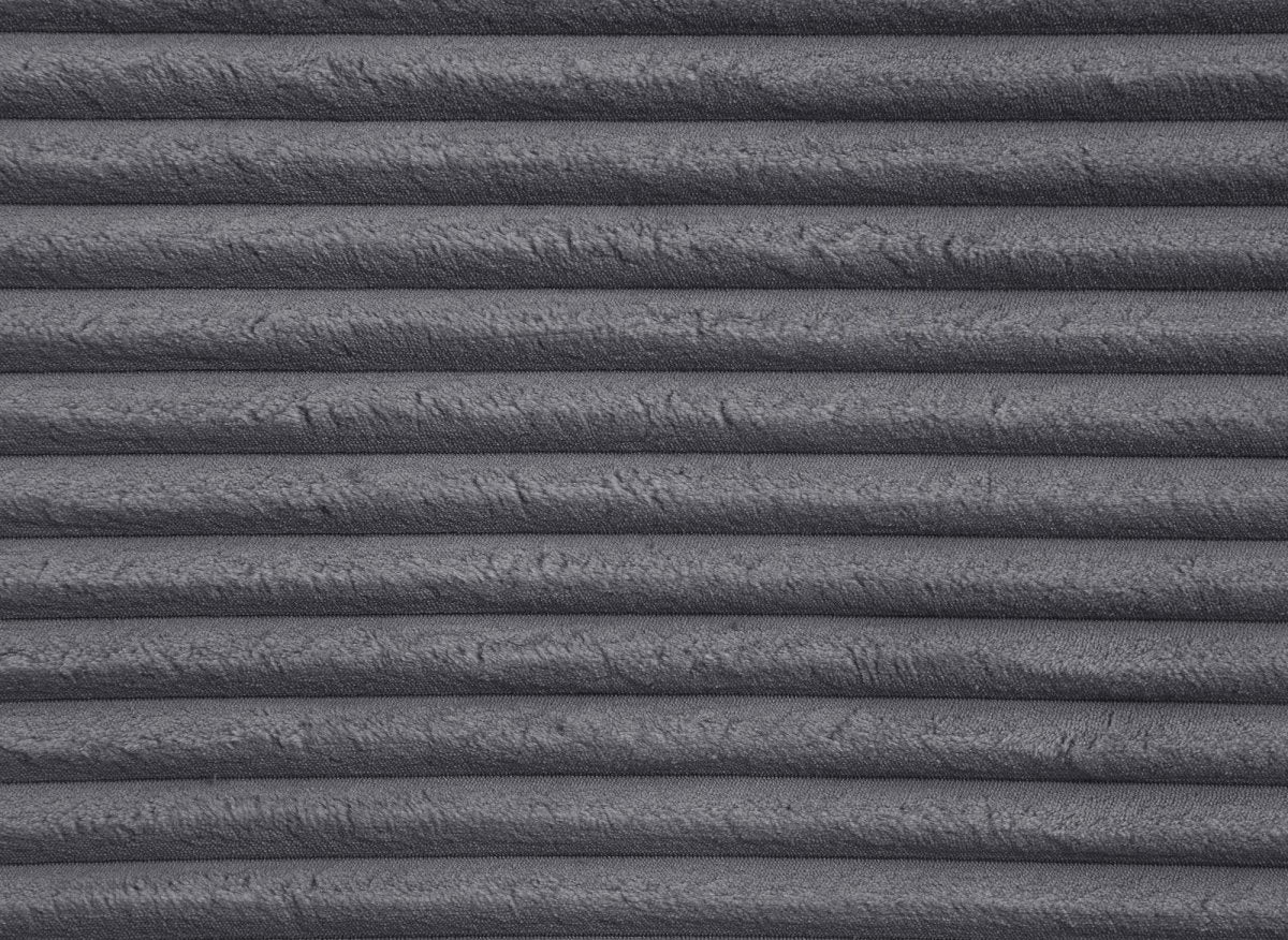 Canapé panoramique convertible avec coffre en velours gros côtelé gris TILDA - Angle gauche - Image 11