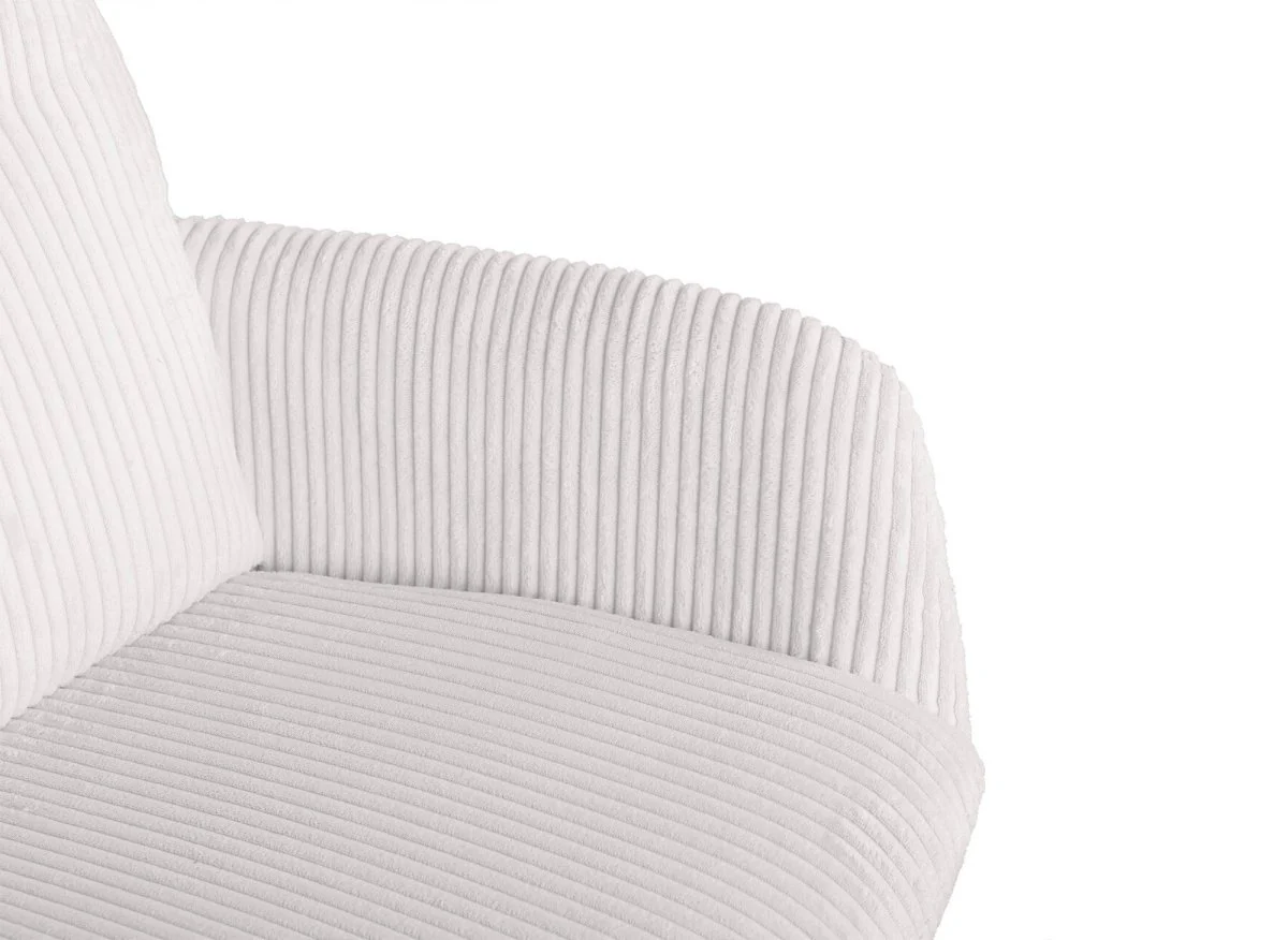 Chaise design avec accoudoirs en velours côtelé blanc écru LOLA - Image 10