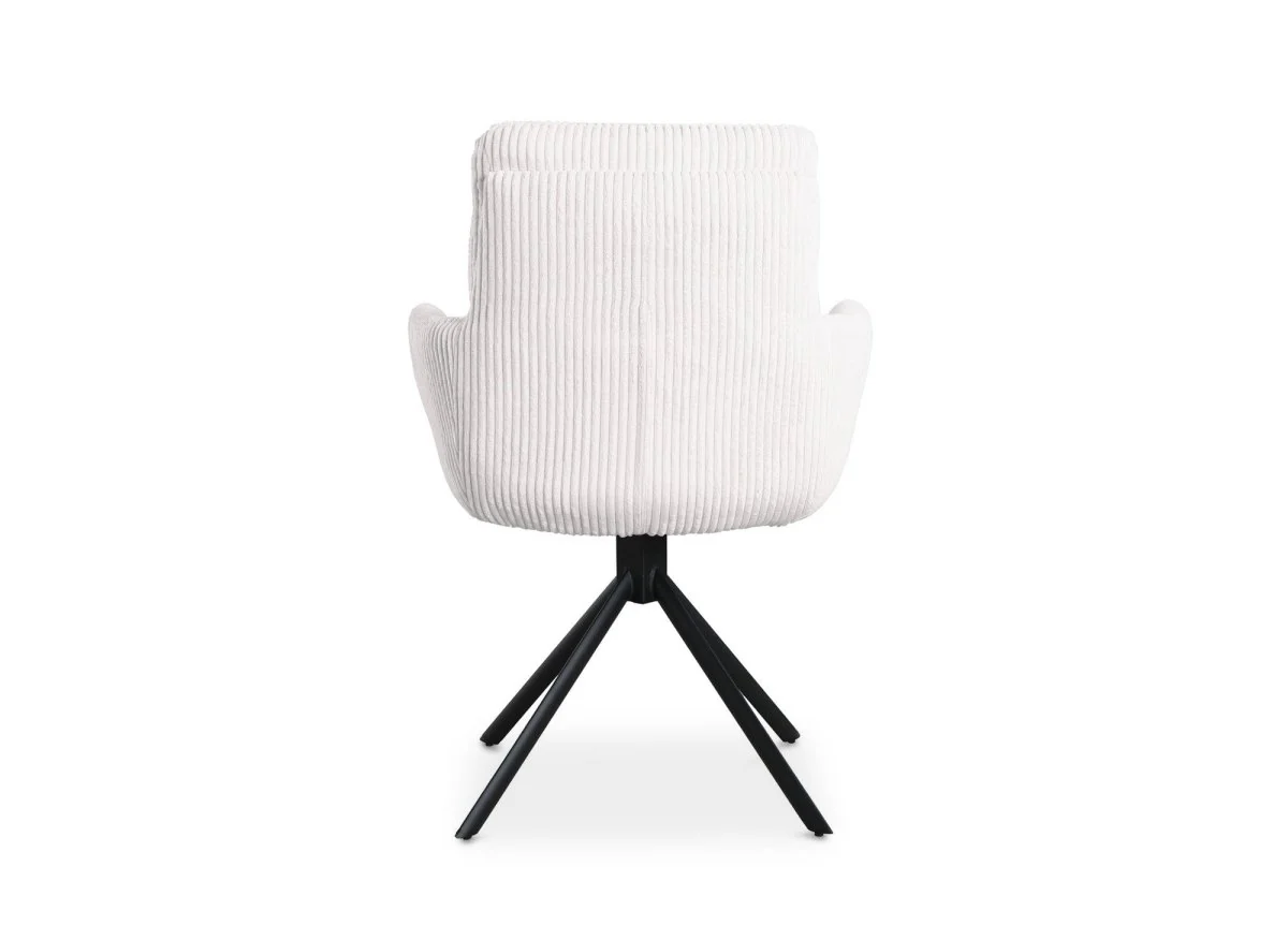 Chaise design avec accoudoirs en velours côtelé blanc écru LOLA - Image 6