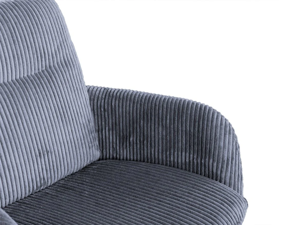 Chaise design avec accoudoirs en velours côtelé gris LOLA - Image 10