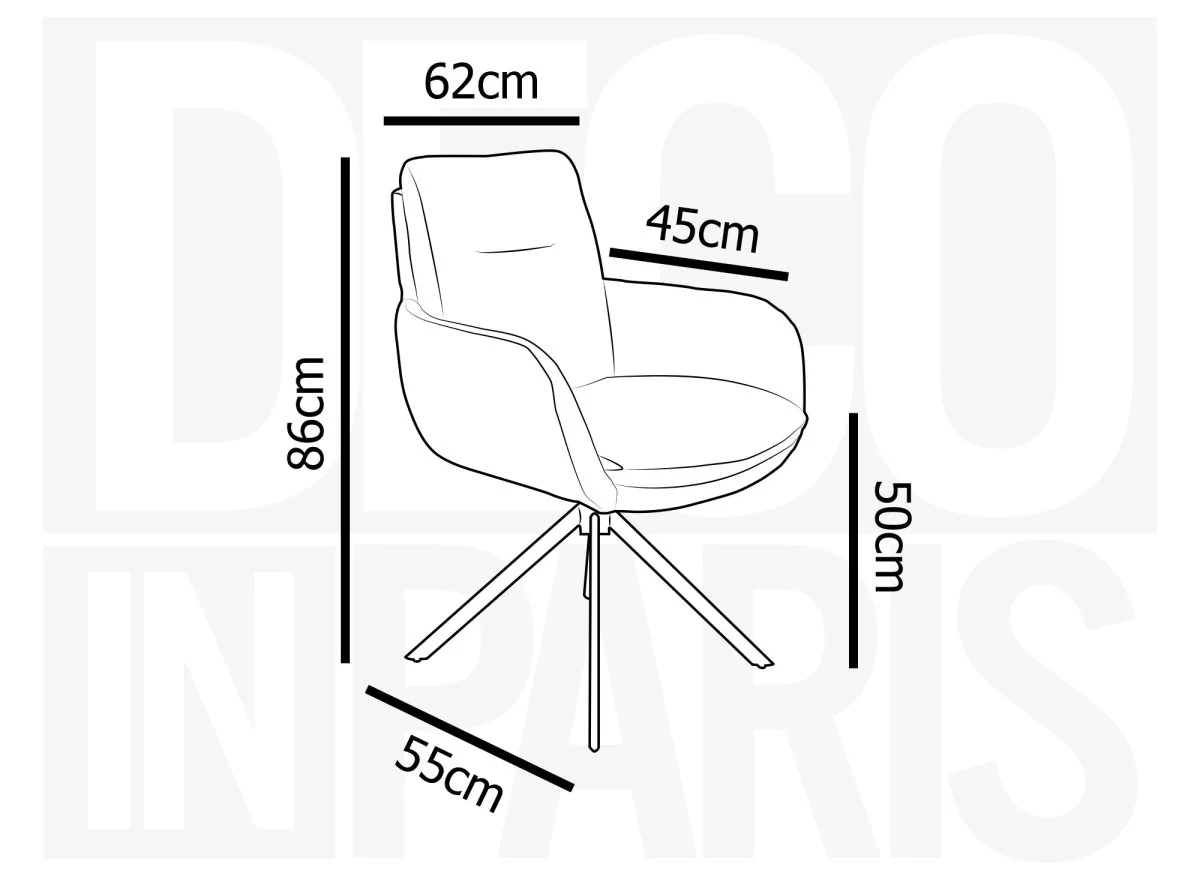 Chaise design avec accoudoirs en velours côtelé gris LOLA - Image 11