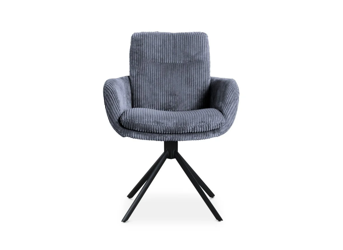 Chaise design avec accoudoirs en velours côtelé gris LOLA - Image 4