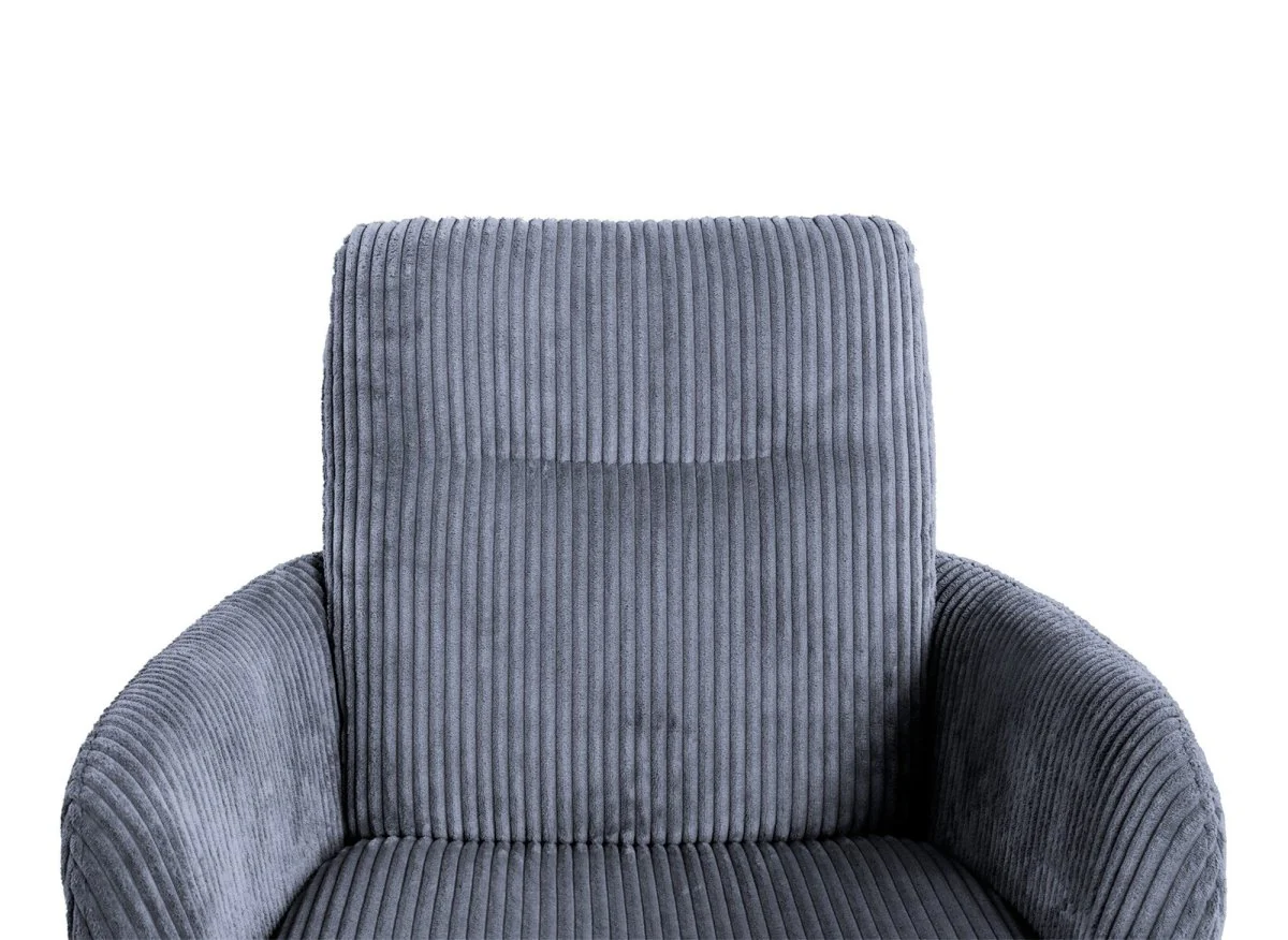 Chaise design avec accoudoirs en velours côtelé gris LOLA - Image 7
